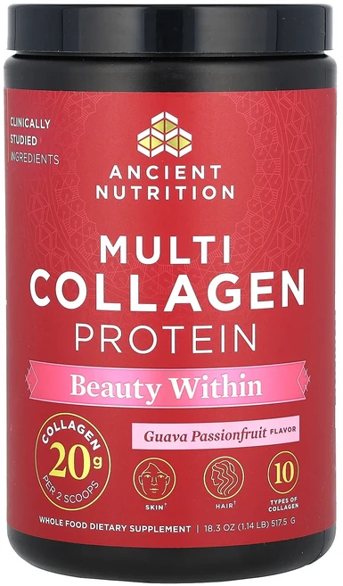 Ancient Nutrition 멀티 콜라겐 프로틴 뷰티 위드인 구아바 패션프루트 522g(1.15lb), AncientNutrition멀티콜라겐프로틴뷰티위드인구, 522g, 1개 - 쿠팡
