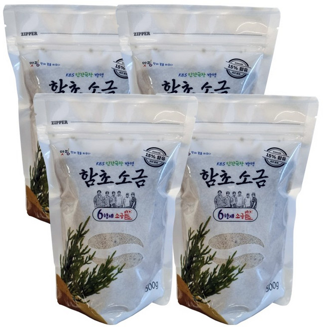 6형제소금밭 맛핌 신안 천일염 함초소금 2Kg, 4개, 500g