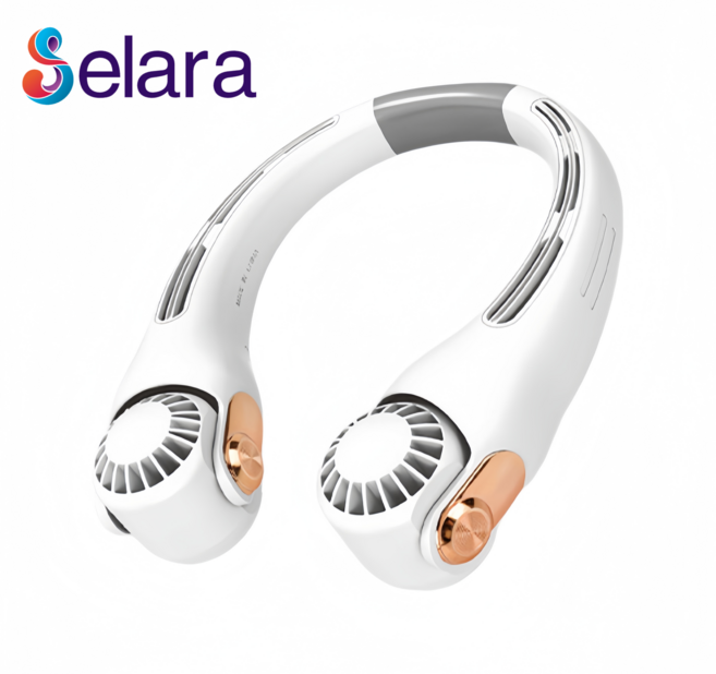 Selara 휴대용 무선미니 넥밴드선풍기 냉각선풍기 목걸이선풍기, 화이트, QQ668
