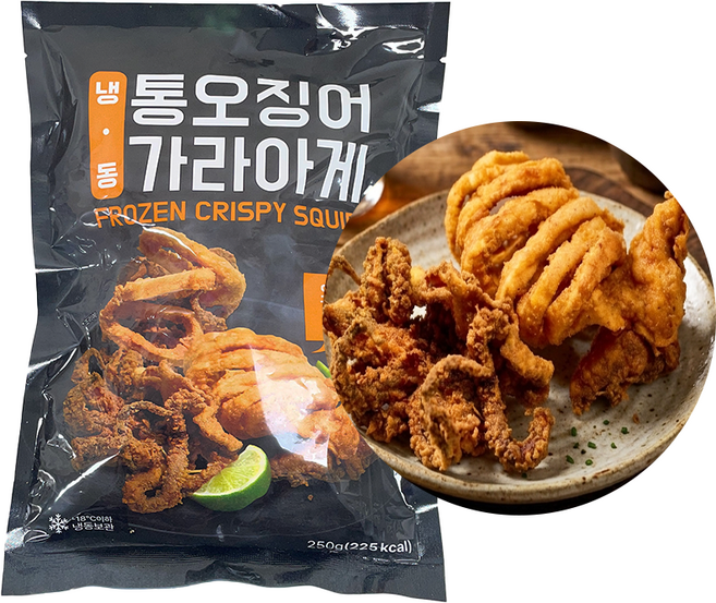 통오징어 가라아게 250g 불꽃 오징어 튀김 통오징어튀김 파우더, 1개