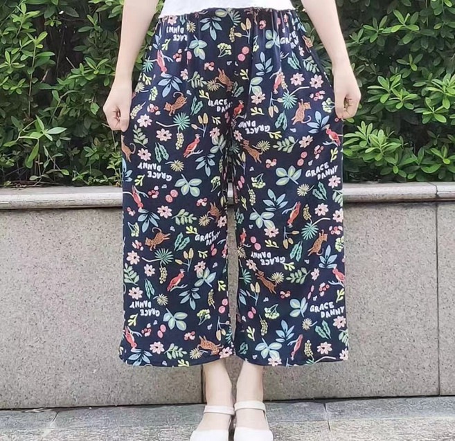 大碼復古牛仔闊腿褲 哈倫褲 休閒褲 高腰顯瘦九分褲