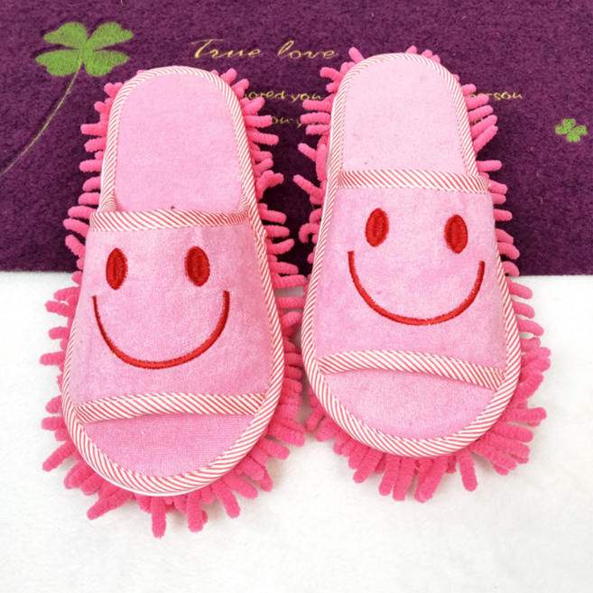 까마느 청소 슬리퍼 거실 실내화 걸레 극세사 바닥신발, 1세트, 핑크