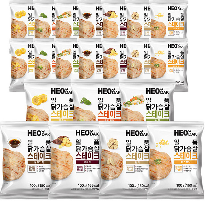 허닭 일품 닭가슴살스테이크 100g 7종 혼합21팩, 21개