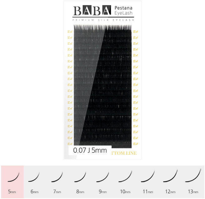 바바 블랙 실크 연장 속눈썹 프리미엄 원사 셀프 샵전용 국가자격증, 1개, 0.07 J 5mm