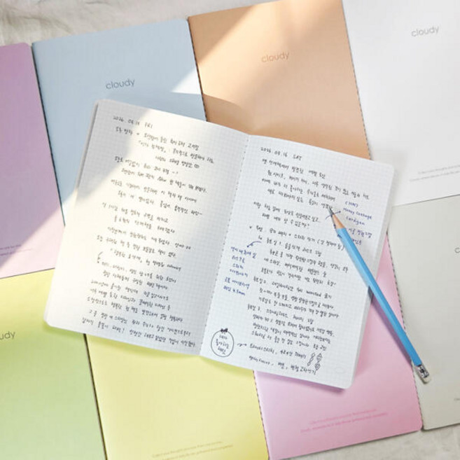 아트박스/7321디자인 클라우디 스티치 노트 A5, 라인-크리미블루