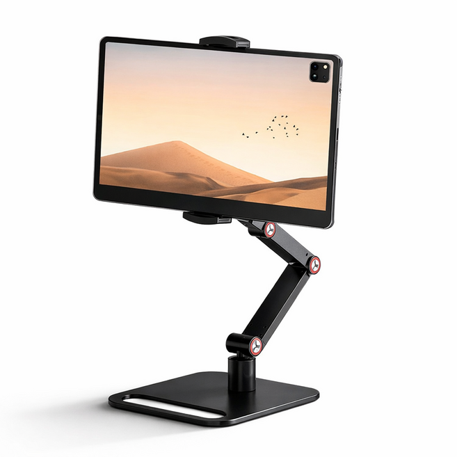 홈앤힐링 탁상용 태블릿 거치대 높이조절 최대 17.3인치, 1개, 차콜 블랙, 3단 조절 모델