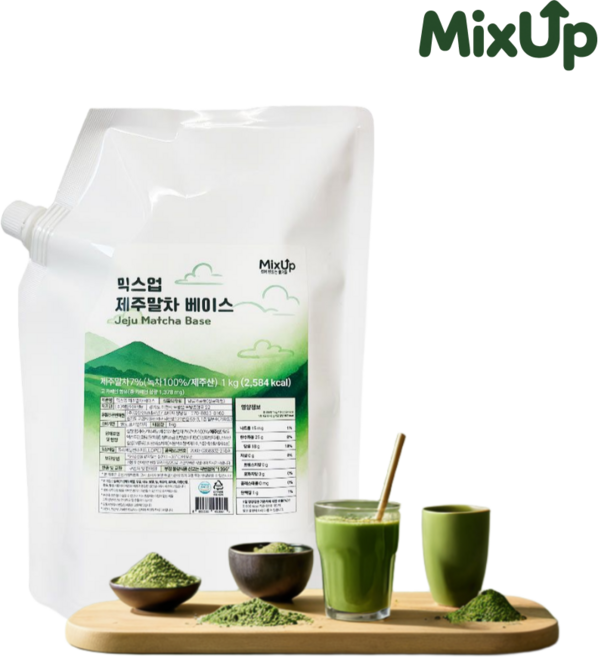 믹스업 제주말차 베이스 녹차라떼 밀크티 농축액 말차스프레드, 1개, 1kg