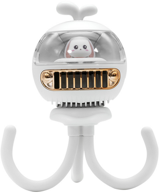 히온 유모차선풍기 문어발 벨루가 고래 캐릭터 대용량 배터리 저소음 무선, 화이트, 베이비커넥트