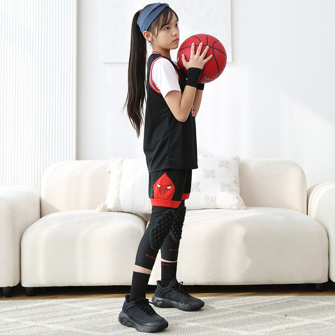 의사책 레드키즈랩 어린이 패드무릎 팔꿈치보호대 키즈농구, 블랙, 1개