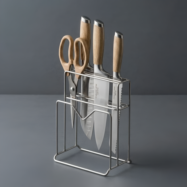 아르토 스텐 물빠짐 칼꽂이, 1개, 실버