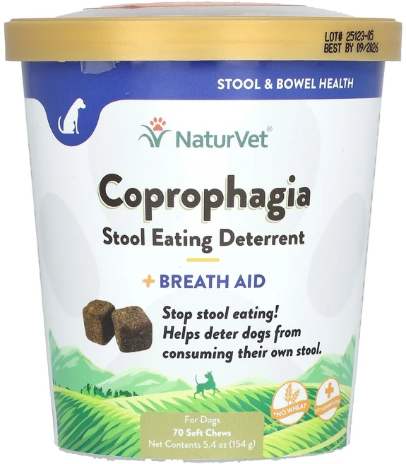 NaturVet Co프로파지아 대변 섭식 억제제 호흡 보조제 반려견용 소프트츄 70개 154g(5.4oz), NaturVet Co프로파지아 대변 ..., 154g, 1개 - 쿠팡