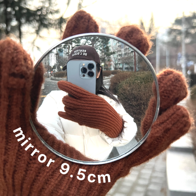 휴대용 볼록거울 여행 셀카 촬영용 9.5cm, 1개, 메탈실버L