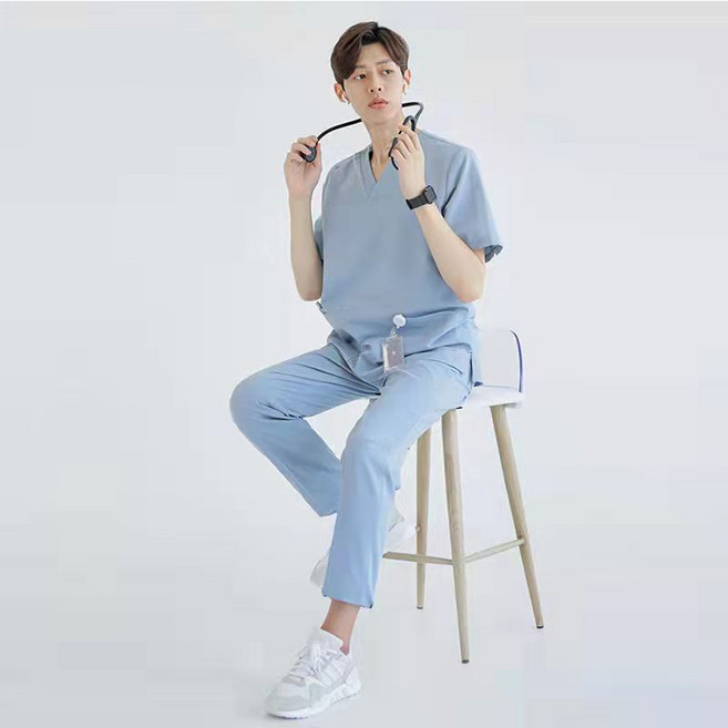韓版新款女刷手服短袖彈性透氣工作服 診所醫院制服 護士服褲裝醫生服護理服藥師服藥房門診口腔牙科眼科醫院