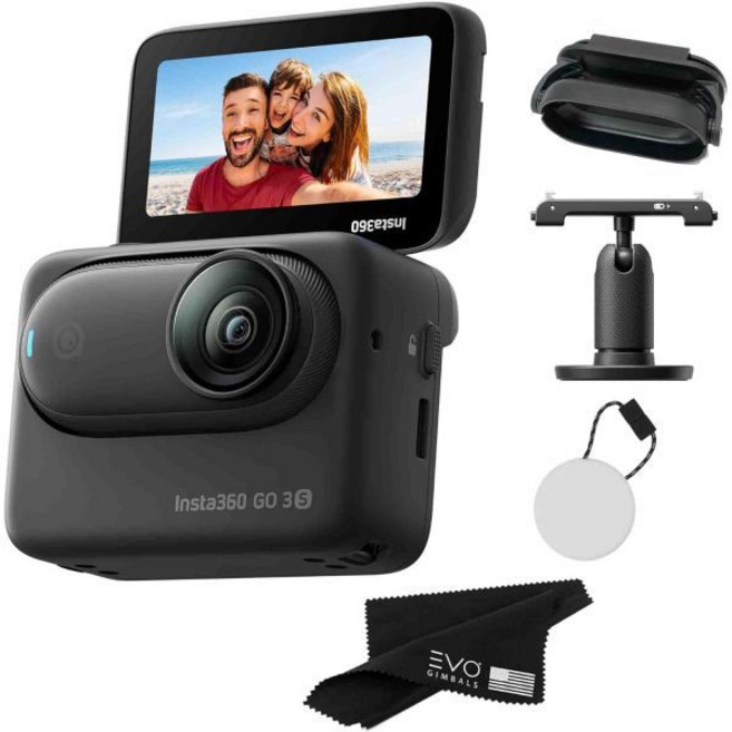 액션 카메라 스포츠 하이킹 미니 Insta360 GO 3S 128GB - 4K 3840x2160 비디오 및 4000x3000 사진 플로우 상태 안정화 AI 편집 포드| 블, 128GB Black, 1개
