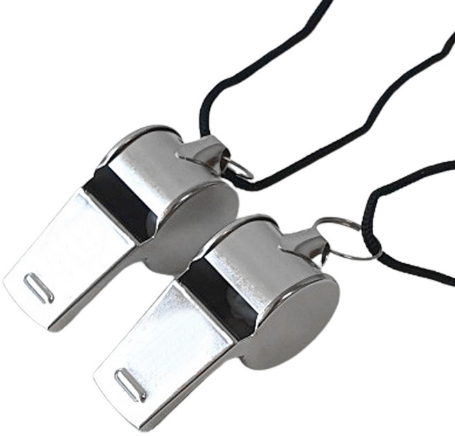 BORNLIFE 1+1 메탈 호루라기 호신용품 호각 호루라기목걸이 심판 휘슬, 1개, 실버, 1+1할인( 총2개 )