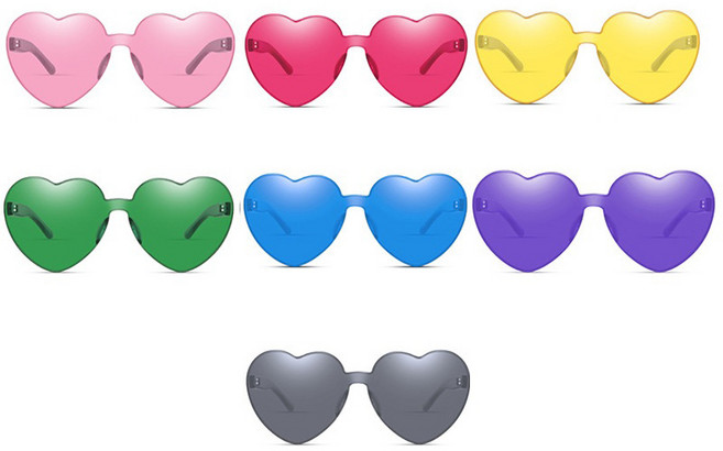바이유즈 하트별 선글라스 안경 파티용품, 하트, 7개