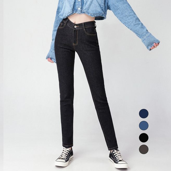 엘블로썸 여성용 스판좋은 인밴드 슬림 일자 청바지 (3단기장 키별)