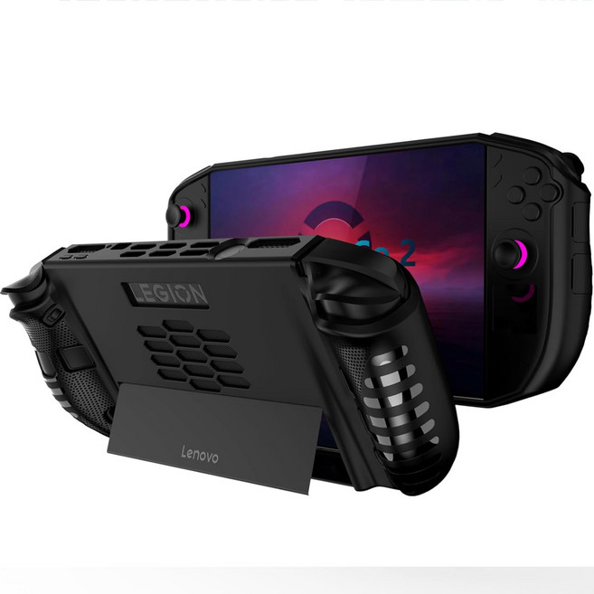 레노버 리전 GO 2 케이스용 NINKI 실리콘 스킨 스탠드 충격 방지 스크래치 미끄럼 범퍼 소프트 TPU 프로텍터 커버 그립 2025 케이스 액세서리 킥스탠드 블랙