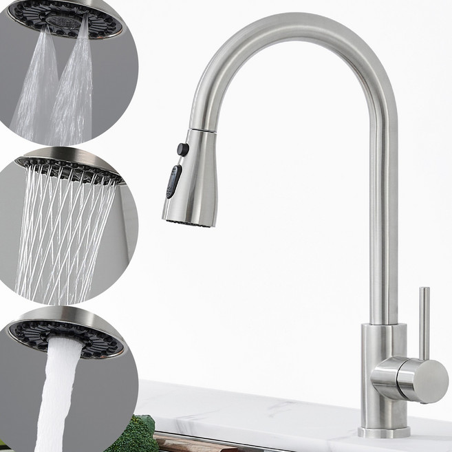 준앤코 리비앙 S1 3WAY 싱크대수전 주방 씽크대 수도꼭지 스테인리스, 1개