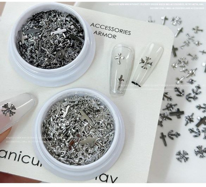 쪼꼬미 엔틱크롬파츠세트 스톤파츠네일아트재료, A-13/쪼꼬미 엔틱크롬파츠세트-블랙, 1개