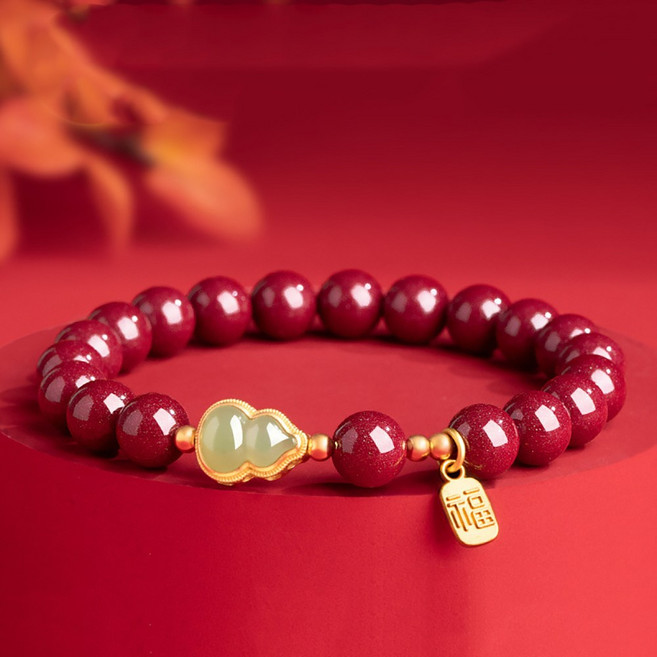 이레오몰 경면주사 옥 조롱박 팔찌 복 들어와요 L-0037