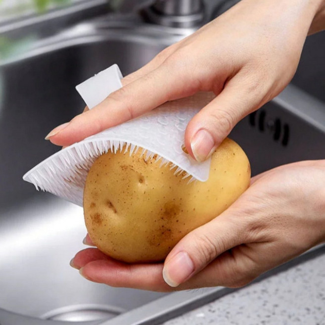 Themoreshop 야채 과일 세척 스크럽 브러쉬 수세미 세척솔, 1세트, 2개