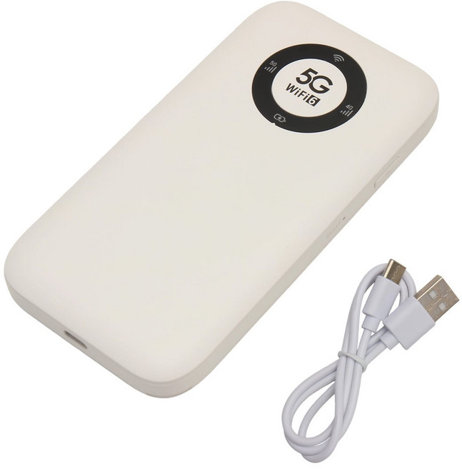 WiFi 모바일 핫스팟 모바일 무선 라우터 5G 2.4GHz 5.8GHz 듀얼 밴드 SIM 카드 슬롯 7100mAh 배터리로 초고속, 하얀색