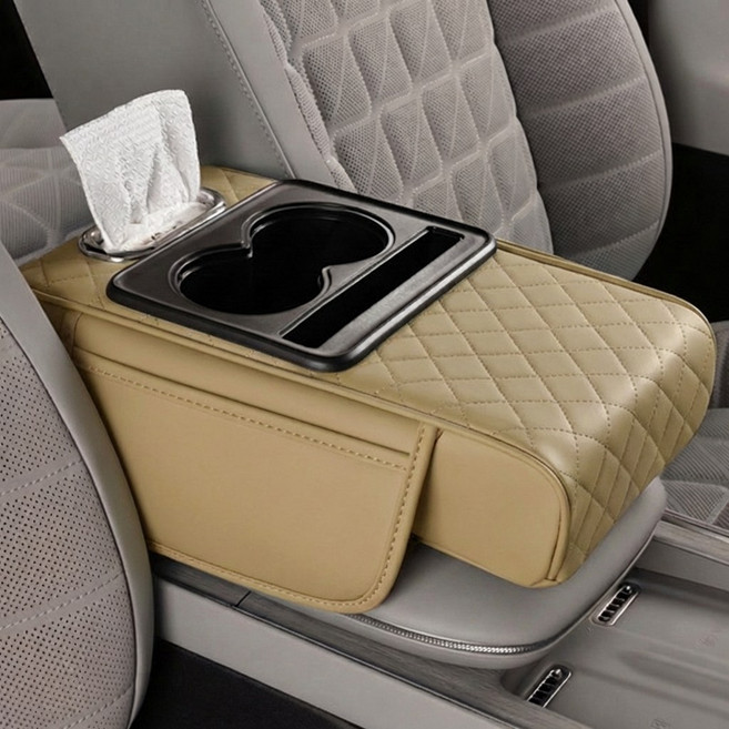 유피해피 푹신한 차량용 콘솔쿠션 팔걸이쿠션, 1개, 유피 베이지