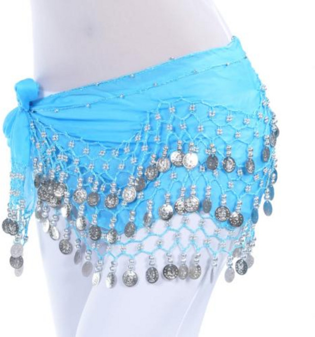 밸리댄스 벨리의상 공연복 힙스카프 벨리 댄스 허리 체인 시폰 원단 3 층 동전 공연 액세서리 엉덩이 스카프 128 신제품, 없음