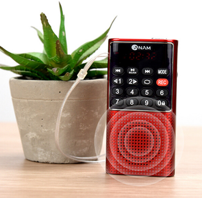 아남 미니 디지털 스피커 라디오 150g, ATX-12, 레드