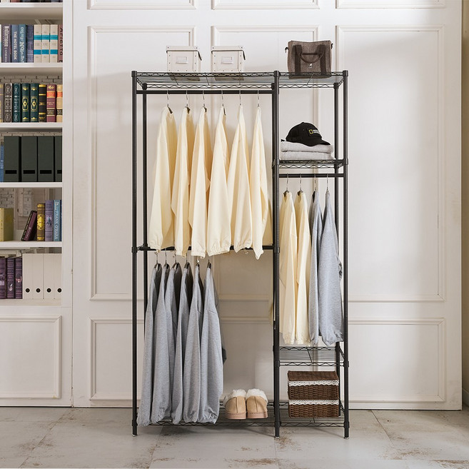 베르토 높은 조립식 철제 행거 드레스룸 비키니 옷장, 블랙