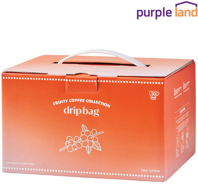 퍼플랜드 핸드드립 커피 가향 드립백 6종 (라즈베리5+망고5+유자5+오렌지5+레몬향5+바나나5) 30입, 1개, 30개입, 11g