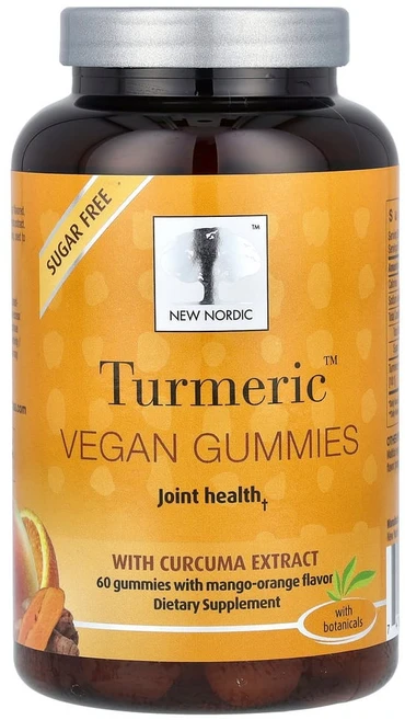 뉴노르딕 터메릭 비건 구미젤리 강황 추출물 함유 망고 오렌지 맛 구미젤리 60개, 1개, 60정 - 쿠팡