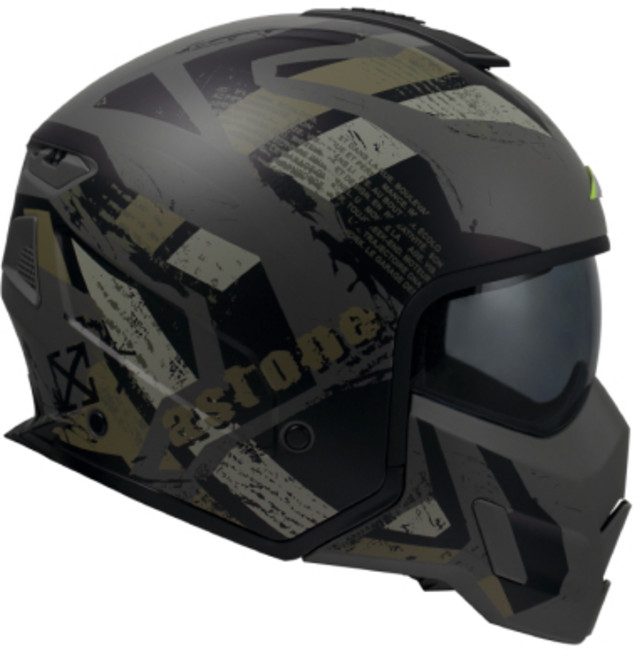 GU CAMP ASTONE SK6-VA1 彩繪複合式全拆安全帽, 平暗灰/VA1綠,M