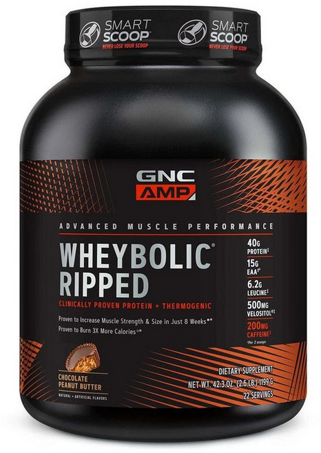 지엔씨 웨이볼릭 립드 프로틴 단백질 파우더 초콜릿피넛버터맛 GNC AMP Wheybolic Ripped, 1개