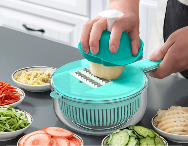 야채절단 신기 감자채칼 슬라이서 가정용 주방 다기능, 그린 12건, 1세트