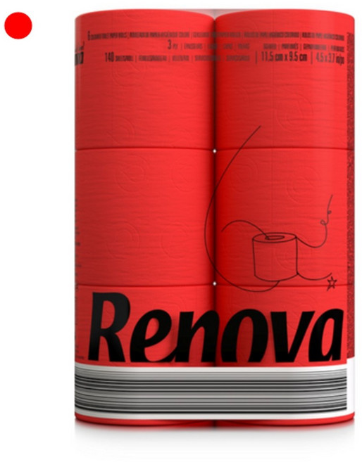 레노바 펄프 3겹 블랙라벨 컬러티슈 레드 16.1m, 6개입, 1세트