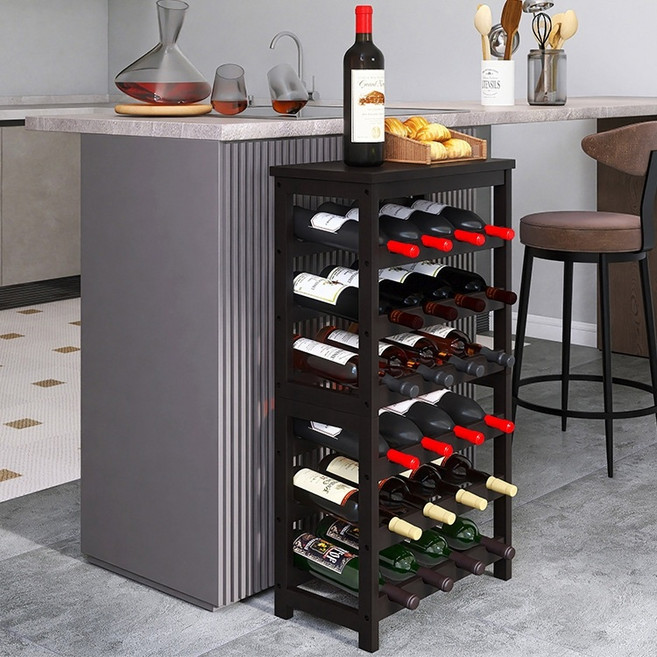 와인거치대 와인진열대 원목 와인렉 보관함 진열장 거치대 40*24*82cm, 1개, 브라운