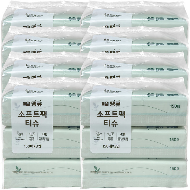 땡큐 뽑아쓰는 팝업 미용티슈 소프트팩, 24개, 150매