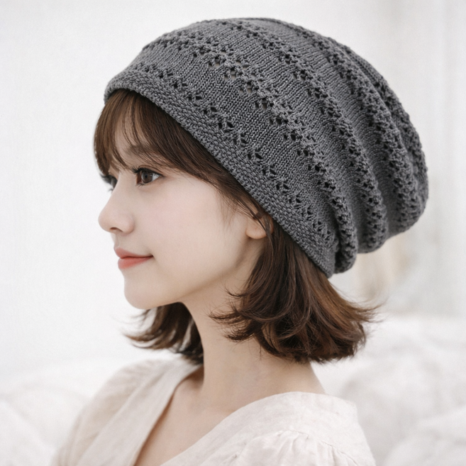 YJS011 봄 여름 펀칭 니트 터번 두건 비니 모자