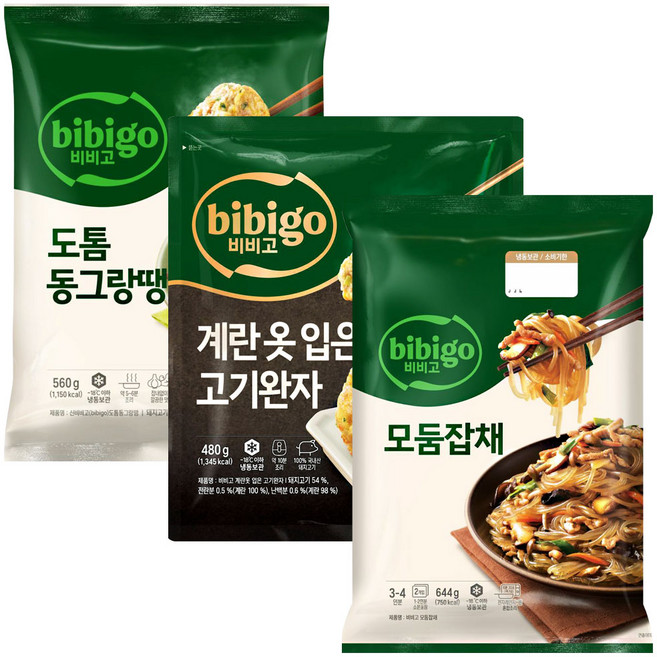 비비고(도톰동그랑땡560g+계란옷입은고기완자480g+모둠잡채644g), 1세트, 1.684kg