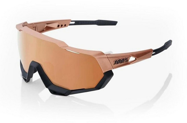 100% Speedtrap 스포츠 퍼포먼스 사이클링 선글라스 - 프리미엄 라지 렌즈 쉴드 - MTB 비포장 자전거 및 로드 바이크 안경 교체 가능한 렌즈 포함, Matte Copper Chromium/Black