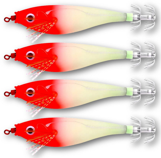 샤샤픽 수평야광 쭈꾸미 갑오징어 에기세트, 4개, 10g, 고추장에기