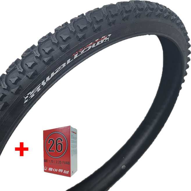 바이클로스 흥아타이어 MTB 26x1.95 + 튜브 포함 50-559 자전거 타이어 HS541, 1개