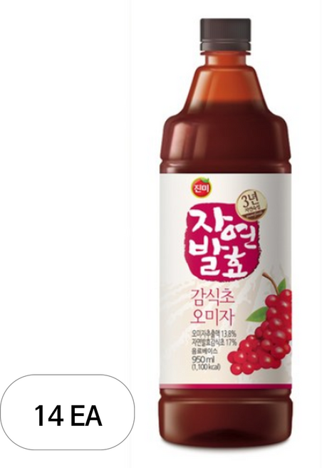진미 3년숙성 자연발효 감식초 오미자, 950ml, 14개
