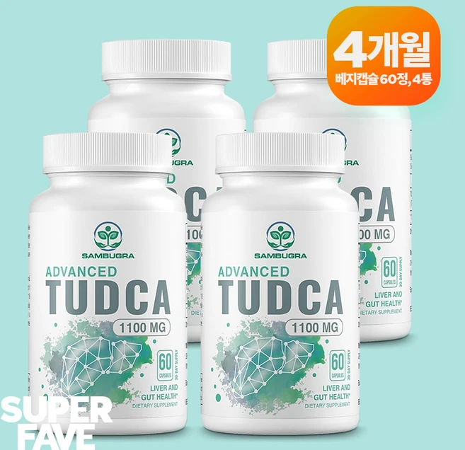 Sambugra TUDCA 투드카 타우린 우르소데옥시콜산 1100mg 60캡슐 4통, 4개, 60정 - 쿠팡