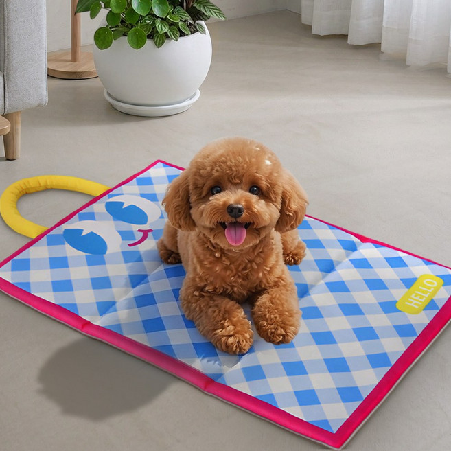 희라미드 강아지 쿨 매트 고양이 여름 방석 반려견 냉감 쿠션 패드, 1개, 블루체크