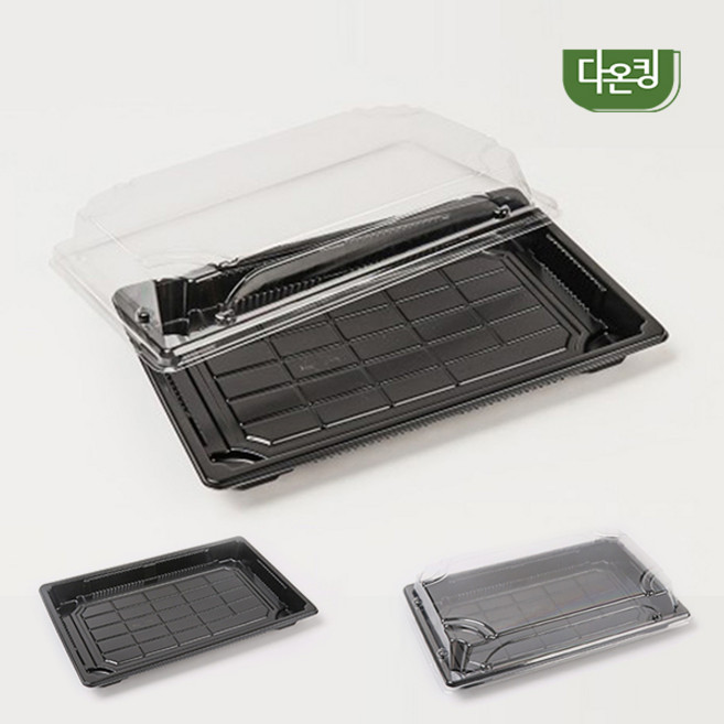 다온킹(소량) 사각 초밥용기 HP-07 검정 합세트, 1세트, 50개
