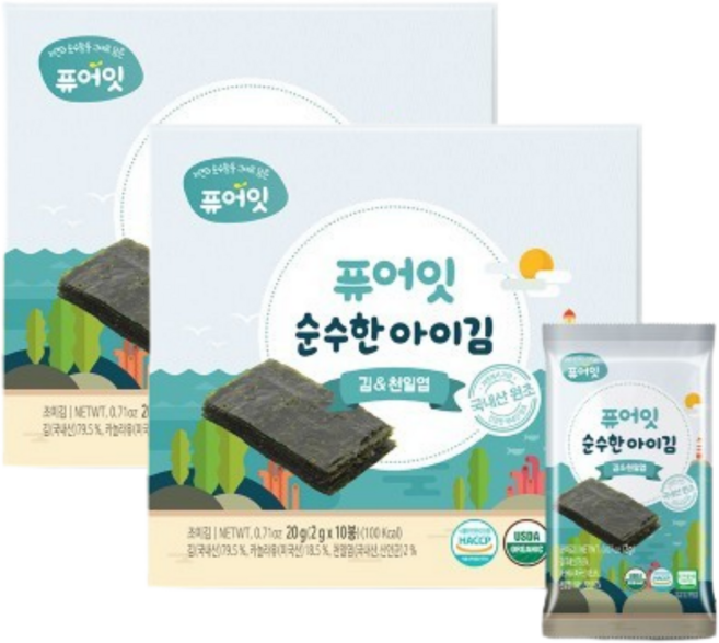퓨어잇 순수한 아이김, 20g, 2개, 김