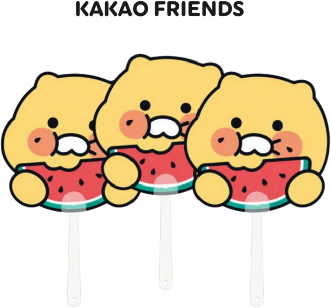 카카오 프렌즈 휴대용 과일 부채 3개 세트, 1세트, 춘식이